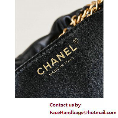 Chanel Shiny Lambskin  &  Gold-Tone Metal CHANEL 22 Mini Handbag AS3980 Black/Charms